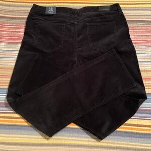 Lands End Black Mid Rise Straight‎ Leg Corduroy Pants Women's Size 18 NWT